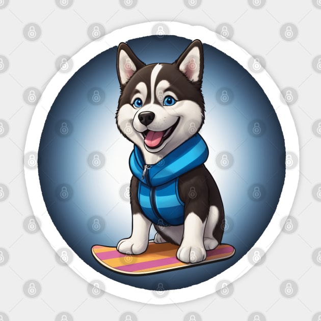 Power Husky Snowboarder Sticker by nicecorgi